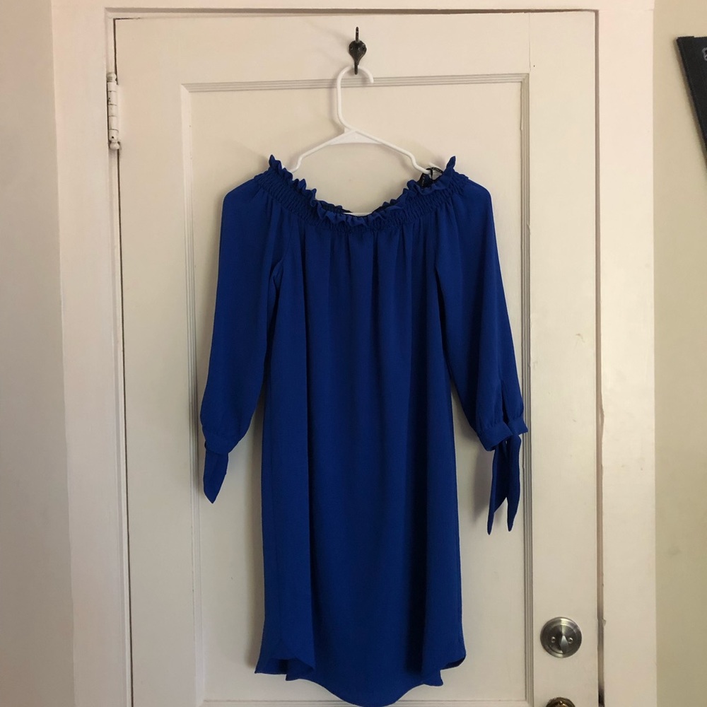 Off the shoulder royal blue dress!